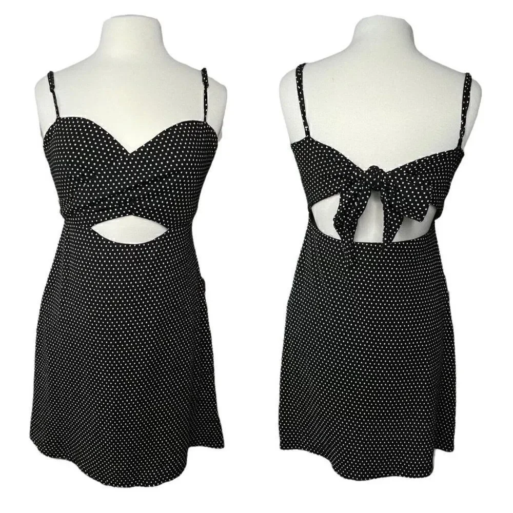 Free People Dottie Mini Cut Out Dress Black/White
